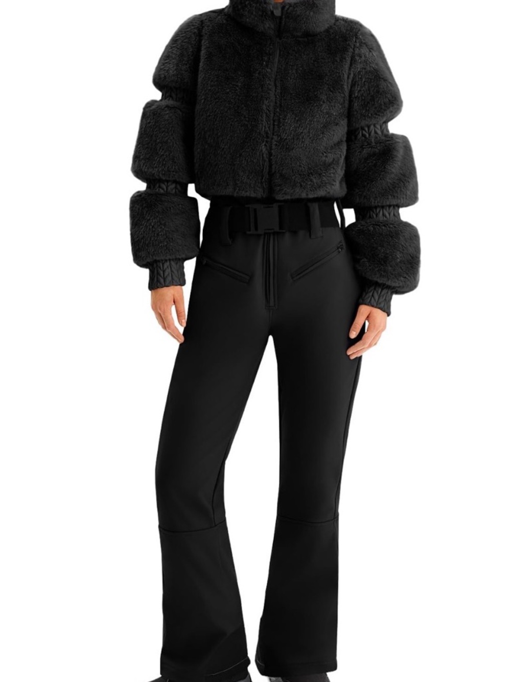 Yousify Womens Snow Suits One Piece Ski Suit Faux Fur Collar Jumpsuit  Sm NWOT